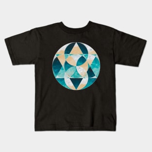 Geometric collage of beach oil painting Kids T-Shirt